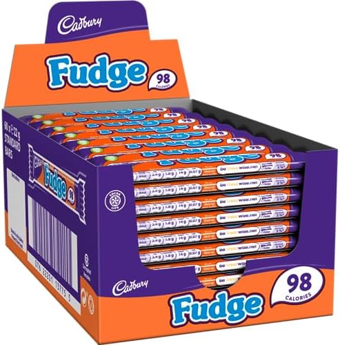 Cadbury Fudge Chocolate Bar 22g (Pack of 60 Bars) - Fudge Covered With Milk Chocolate