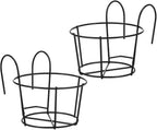 Hanging Flower Stand Metal Round Pot Rack for Balcony Railing Indoor Outdoor Planter Holder Space-Saving Plant Display