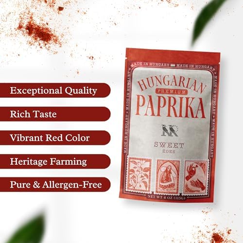Premium SWEET Hungarian Paprika Powder (4 oz) - Non-GMO - Vibrant Deep Red Color - Protected Designation of Origin (PDO): Szeged Region, Hungary - Authentic Seasoning Spice in Resealable Bag by MEROPS