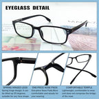 Kerecsen 4 Pack Reading Glasses for Men and Women with Spring Hinges, Lightweight Black Rectangular Readers Eyeglasses (4BLACK, 3.50, x)