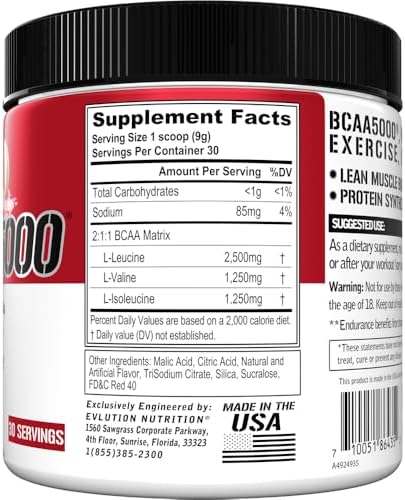Evlution EVL BCAAs Amino Acids Powder - BCAA Powder Post Workout Recovery Drink and Stim Free Pre Workout Energy - 5g Branched Chain Amino Acids Supplement for Men - Cherry Limeade