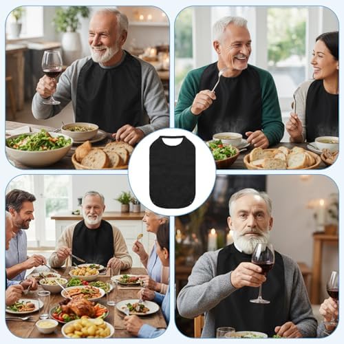Double Layer Stretchable Adult Bibs, Reusable Waterproof Washable Clothing Protector, Feeding Bib for Men Women