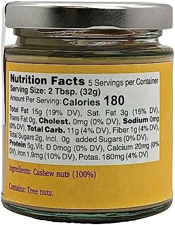 Nutural World - Crunchy Cashew Nut Butter 6 Oz (170g) Great Taste Award winner