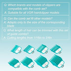 VGR 891 Professional Hair Clipper Attachment Comb Set，8 Pcs Hair Cutting Guide Combs with Limit Comb Rack for Most Hair Clippers，with Metal Clip，from 1/16 Inch to 3/4 Inch(1.5-19mm)