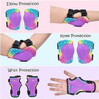 Knee Pads for Kids Adjustable Protective Gear Set with Mesh Bag Knee Pads and Elbow Pads Wrist Guard for Girls Kids Roller Skates Cycling Skateboard Scooter, 3-8 Years
