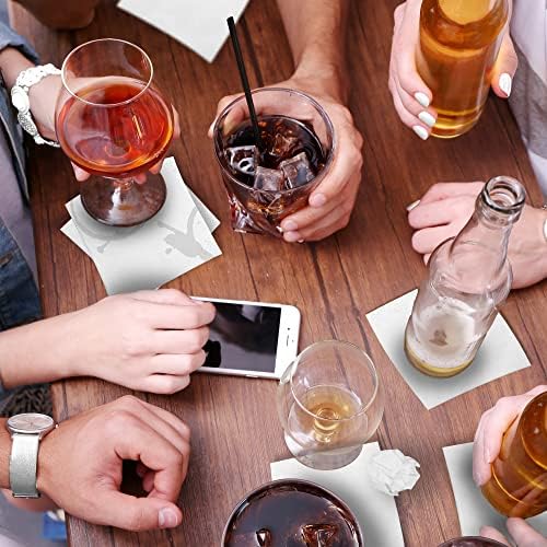 White Beverage Napkins, 2-Ply Disposable Paper Napkins-Bar, Cocktail, Weddings, Birthday, EU Made, (300 Count)