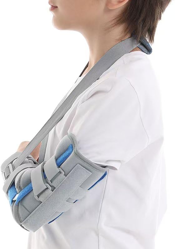 Pediatric Elbow Immobilizer Brace Cubital Tunnel Syndrome Elbow Brace Removable Long Arm Cast and Soft Forearm Orthosis Splint for Broken Supracondylar Distal Humerus Proximal Ulna Fracture or Olecranon Bursitis (Large)
