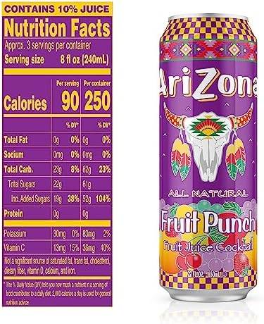 AriZona Fruit Punch - Big Can, 22 Fl Oz (Pack of 24)