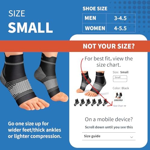 6 Pairs Plantar Fasciitis Socks for Men & Women, Ankle Brace Compression Socks with Arch Support for Achilles Tendonitis, Heel Pain, Swelling & Arthritis Relief, Black, Small