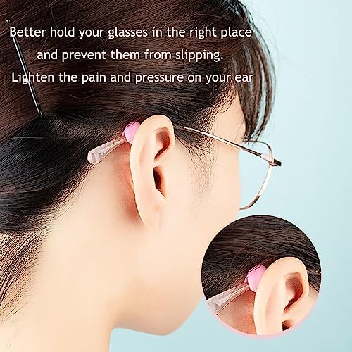 OPUGIT Glasses Ear Grips, Silicone Anti-Slip Eyeglass Temple Tip Sleeve Retainer, Comfort Glasses Retainer for Spectacle Sunglasses Reading Glasses(Transparent,L-10pairs)