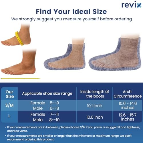 REVIX Microwavable Booties and Feet Warmers for Women & Men, Microwave Heated Foot Warmer with Flaxseed Moist Heat for Cold Feet, Gray, L