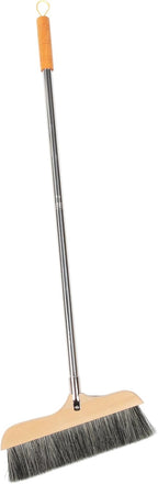 Wooden Broom with Stainless Steel Handle Soft Bristle Cleaning Brush for Hardwood Floors Carpets Indoor Use Lightweight Anti-Static Design for Easy Sweeping