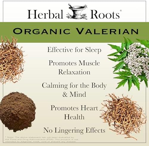 Herbal Roots Pure Organic Valerian Root Capsules - Non-Habit Forming with no Melatonin, Non-GMO - 60 Count Vegan Capsules, Herbal Supplement