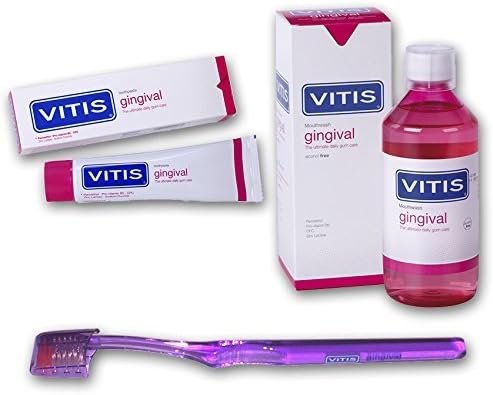 VITIS GINGIVAL MEGA SET - MOUTHWASH 500ML + Toothpaste 100ml + Gingival Toothbrush - GLUTEN FREE by Vitis