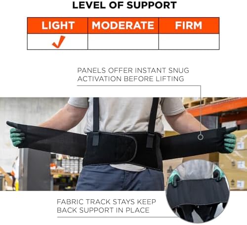 Ergodyne ProFlex 1650 Back Support Belt, 7.5" Elastic, Adjustable, Removeable Straps, Black, 2X-Large