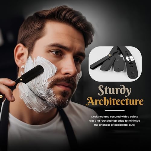 Utopia Care Professional Straight Razor for Men, Barber Straight Edge Razor Safety with 100 Pack Blades, Black