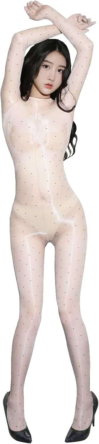 BEFASY Women Men Sexy 1D Shiny Glossy Full Bodystocking Ultrathin Silky Bodysuit Catsuit with 5 Finger Gloves