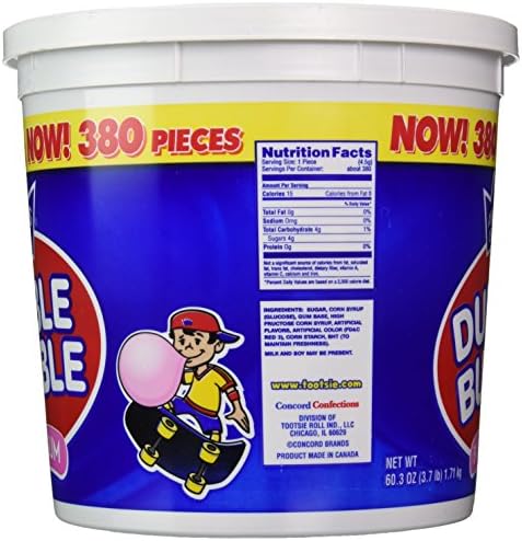 Dubble Bubble Tub, Original Flavor, 380-Count, 60.3 Oz(3.7 lb) (Pack of 2)