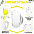 Tessco for you 12 Pcs Plastic Pitchers 60 Ounce Clear Restaurant Jug Large Water Pitcher Carafe Serve Milk Tea Juice Drink for Parties Container Dispenser Beer Jar (Classic)