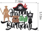 Pirate Happy Birthday glitter Cake Topper,Pirate Themed Kids Birthday Party Decorations,Boys girls Happy birthday cake Topper