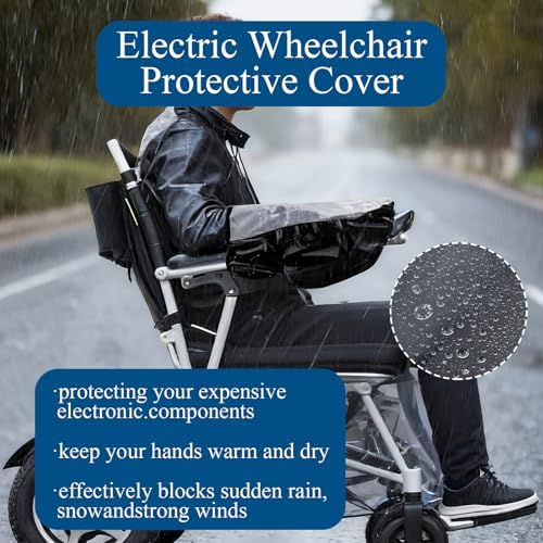 Power Wheelchair Joystick Cover - Waterproof & Dustproof Control Protector (13.8"x5.9") with Clear PVC Window, Arm Joystick Shield with Adjustable Strap - Universal Electric Wheelchair Accessories
