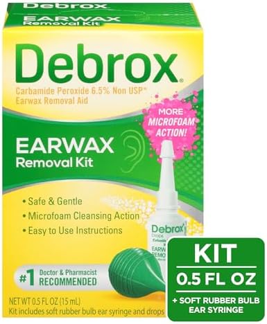 Debrox Ear Wax Removal Kit, Bulb Syringe & 0.5 Fl Oz Ear Wax Removal Drops with Carbamide Peroxide