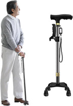 Anti-Slip Aluminum Alloy 4-Leg Folding Crutches for Elderly – Portable Multi-Function Walking Cane with Non-Slip Pads & Adjustable Height