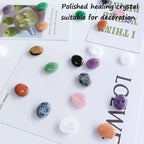 LAIDANLA 10PCS Healing Crystals Palm Stone Set Oval Crystal Amethyst Rose Quartz Obsidian Clear Quartz Polished Natural Stones Pocket Gemstone Home Decoration for Meditation and Anxiety Stress Relief