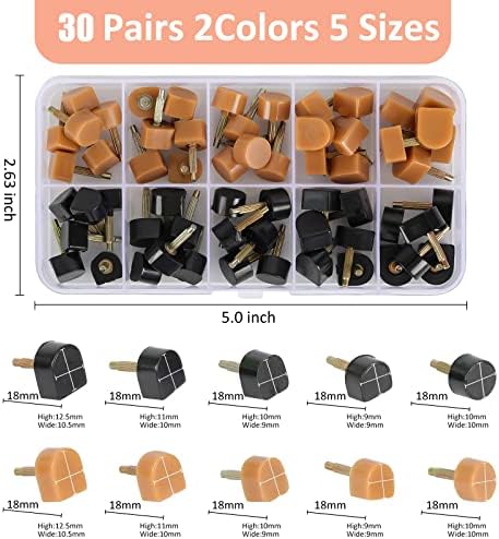 YEHAM 30 Pairs Women's High Heel Shoes Replacement Tips Pin, Round and Square Heel Repair Caps with 6" Heel Pliers for Repairing Shoes
