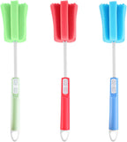 3 Pack Sponge Cleaning Brush Soft Foam Sponges Bottle Scrubber Dishwashing Brushes with Adjustable Long Plastic Handle for Home Kitchen Baby Bottle Coffee Glasses Pot