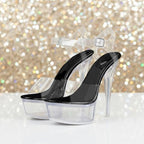 Fantoesay Women's Clear Sexy High Heeled Platform Sandals-Stiletto Heels Casual Dance Party Sandals