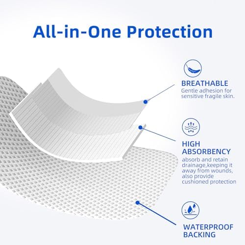 50Pcs Adhesive Gauze Island Dressing 2"x3", Water-Resistant Wound Dressing, Sterile & Absorbent Medical Grade Dressing Pad First Aid Dressing Pads