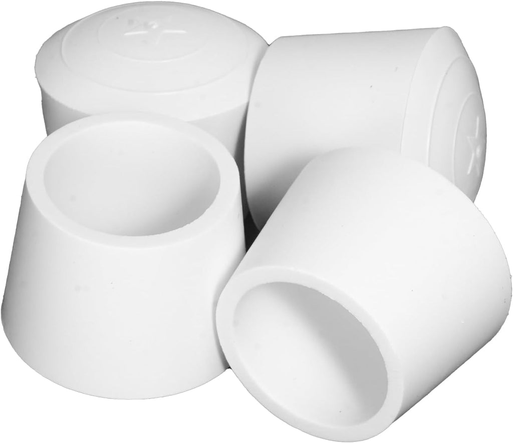 4 PCS White Round Rubber Chair Leg Caps Tips, Vinyl Rubber End Kits, Soft Touch Table Feet Cover, Anti Slip Floor Protector, 1 inch (25mm)
