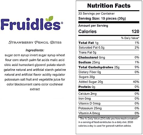 Fruidles Strawberry Pencil Bites Gummies, Soft, And Sweet Red Licorice Bites With a Creamy Sweet Center, Fat-Free (1 Pound)