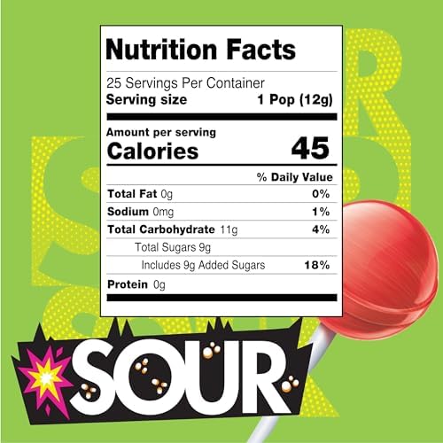 Chupa Sour Fruit Lollipop Assortment, 3 Sour Flavors, Individually Wrapped Candy for Kids, 10.5 OZ Bag (25 Suckers)