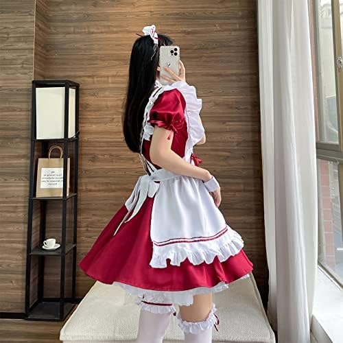 Maid Outfit Anime Cosplay Lolita Maid Dress French Maid Costume Plush cat ear Socks set