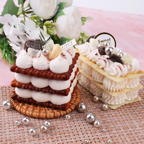 Silver Pearl Sprinkles for Cake Decorating, 4 Sizes Sugar 130g/4.6oz, Cupcake, Ice Cream, Donuts, Macaron Toppings Supplies (2mm, 4mm, 7mm, 1cm)