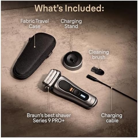 Braun Series 9 PRO+ Electric Razor for Men, 5 Pro Shave Elements & Precision Long Hair Trimmer, 6in1 SmartCare Center, Wet & Dry Electric Shaver for Smooth Skin with 60min Battery Runtime, 9517s