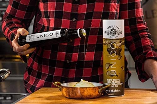 Urbani Truffles Unico White Truffle Oil 8.4 Fl Oz, Made w/Extra Virgin Olive Oil & Real Truffle Pieces, Italian Gourmet Flavored Oils for Cooking Pasta, Salads, Pizza, Fish, Meat, All-Natural & Vegan
