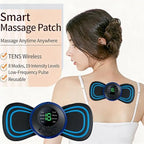 Mini Massager with 2 Pads,Rechargeable Intelligent EMS Massage Patch,8 Massage Modes,19 Intensity Levels for Neck, Back, Legs and Arms (1PCS)