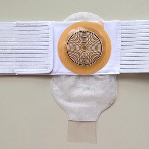 Ostomy Support Belt Hernia Abdominal Binder Stoma Band for Colostomy Patients Prevent Parastomal Hernia 2.76 inch Hole White (L)