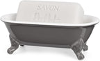 6.5" Ceramic Mini Decorative Clawfoot Bathtub Bar Soap Dish, Kitchen Sponge Holder and Shower Tray for Bathroom, 1 Pack(Stone Gray)