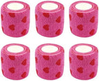 GSHLLO 6 Rolls 5cm x 4.5m Breathable Heart Bandages Cute Self Adhesive Bandages Sport Cohesive Bandage Wrap Elastic Athletic Tape Stretch Sticky Bandage Rolls for Wrist Ankle