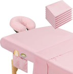 Mixweer 9 Pcs 3 Set Microfiber Massage Table Sheets Set Bulk Includes Flat Sheet, Fitted Sheet with Pocket, Face Rest Cover(Pink)