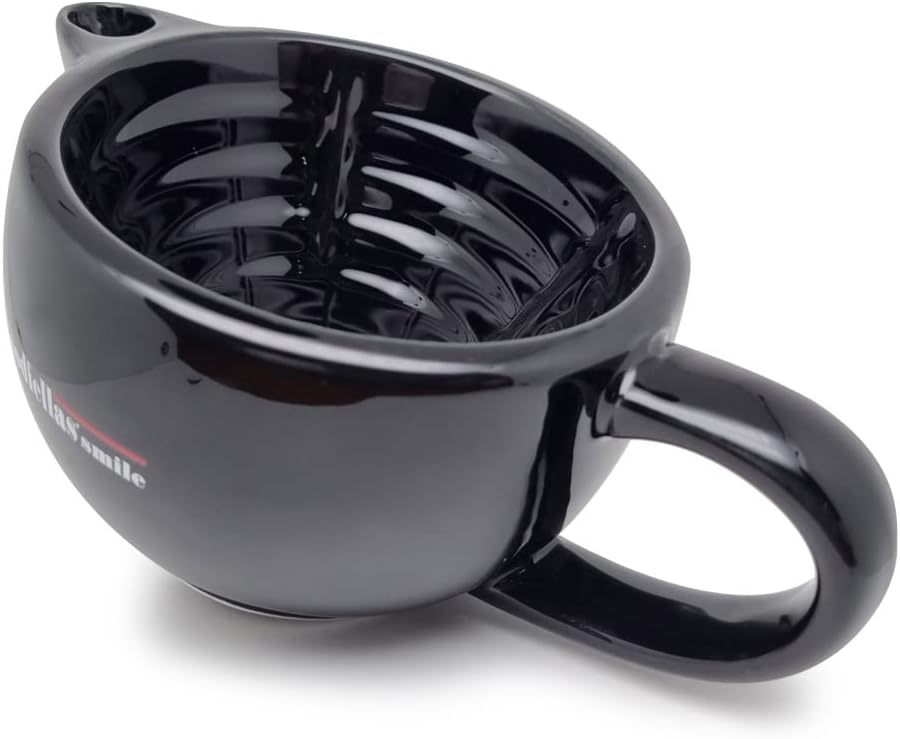 The Goodfellas' smile Scuttle Shave Mug (BLACK) - Ceramic Shaving Bowl That Keeps Lather Rich & Hot, Handmade Quality, Get a Barbershop Shave At Home Daily, Great Gift