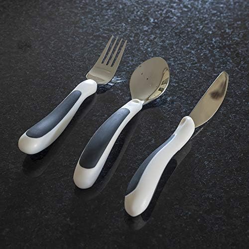NRS Healthcare M80270 Kura Care Adult Cutlery Set, Easy Grip Set, Black & White