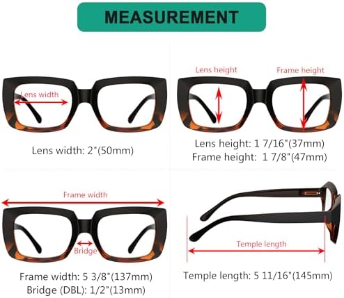 Eyekepper 4 Pack Stylish Reading Glasses Women - Oversized Square Readers Black/Tortoise