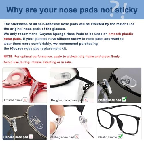 60 Pairs Soft Foam Nose Pads, Self Adhesive Nose Pads Anti-Slip Nosepads for Eyeglasses Sunglasses Reading Glasses, Comfortable and Protect The Makeup