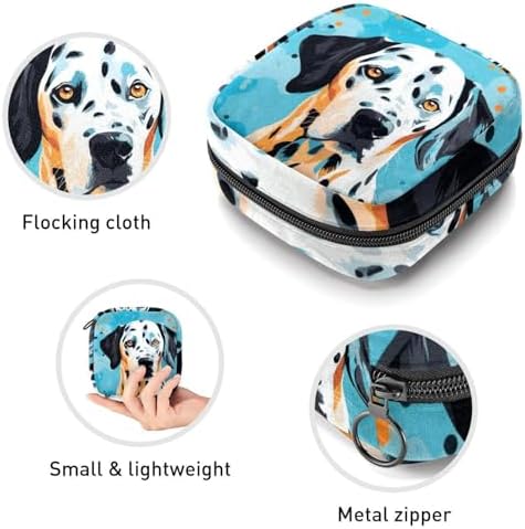 Sanitary Napkin Storage Bag for Women Cute, Feminine Menstruation Pad Holder for Period, Portable Zipper Menstrual Pad Bags Dalmatian