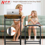 Tv Tray Table, 8-Level Adjustable Height Couch Side Table，90° Tilt Angle Adjustments C-Shaped End Table, with Phone & Tablet Slot Sofa Computer Desk for Couch, Sofa, Bed, Chair, Living Room (Brown)